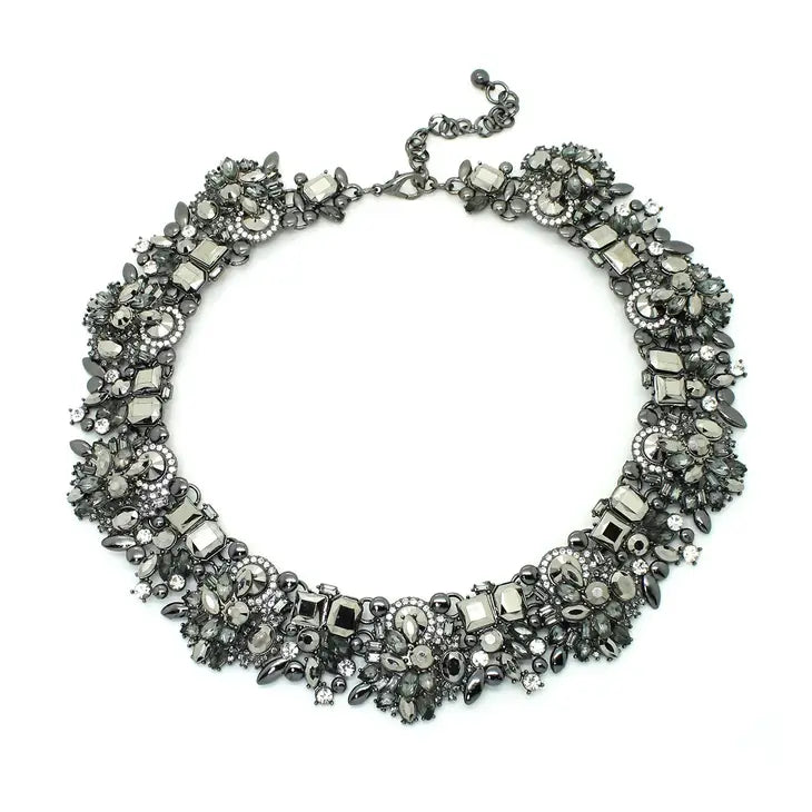 Polly Glass Collar Necklace- Charcoal