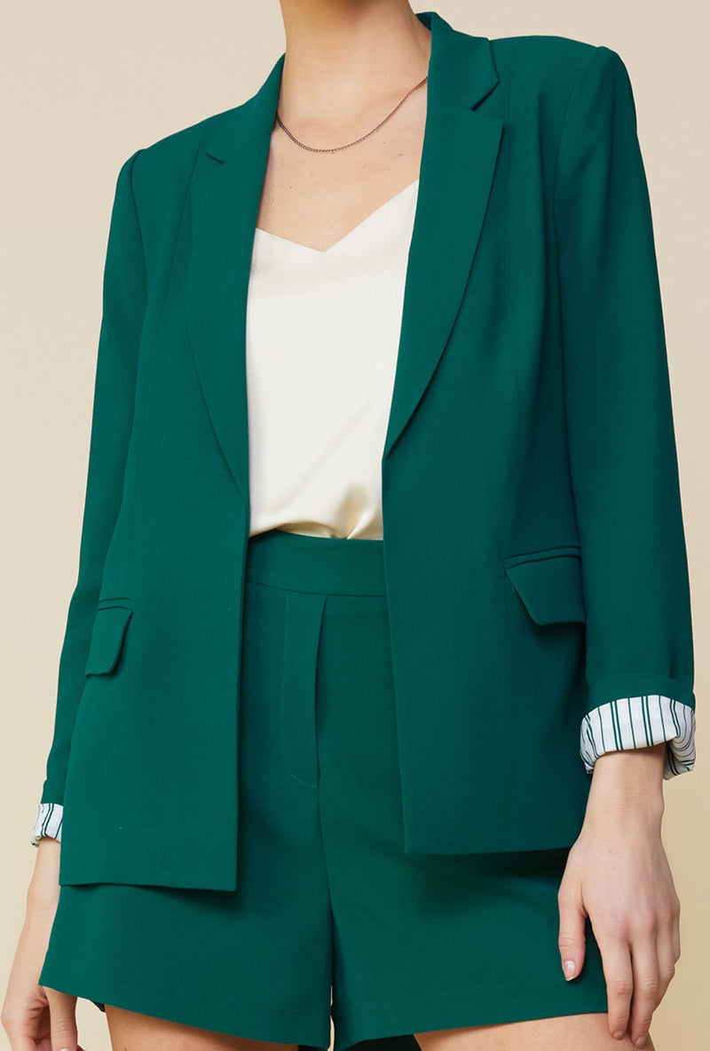 Kyle Long Sleeve Pocket Blazer- Gemstone Green