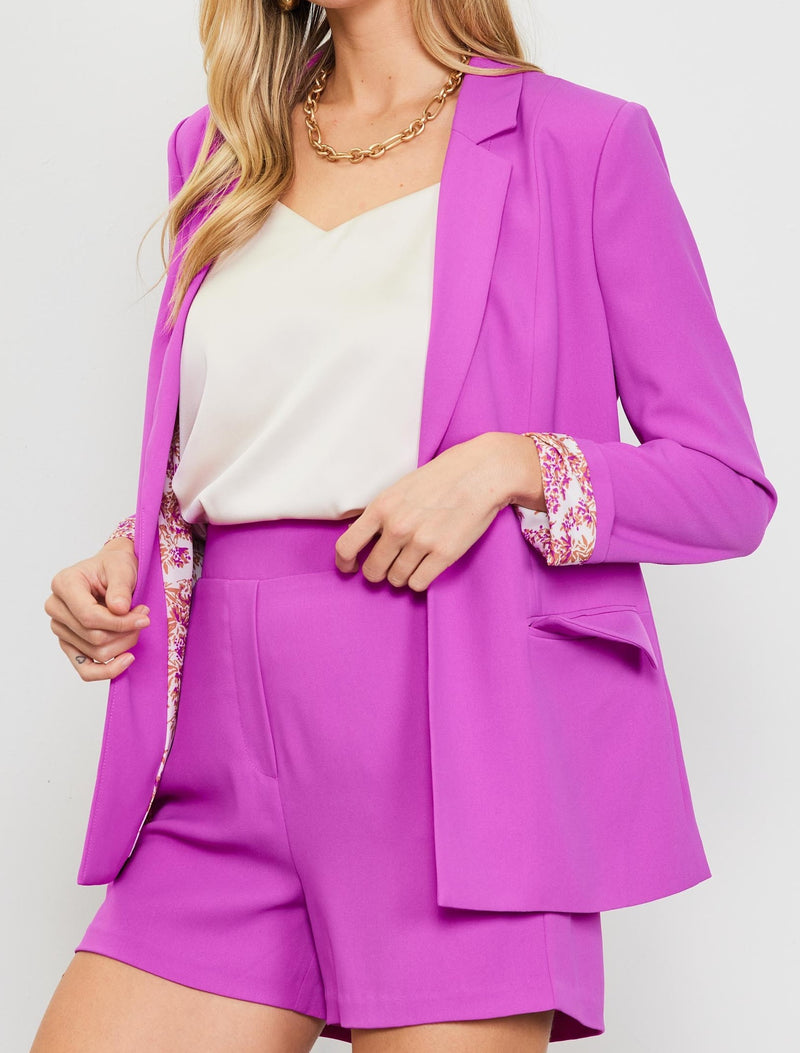 Kyle Long Sleeve Pocket Blazer- Mulberry