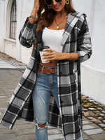 Ruby Long Plaid Hooded Shacket/Jacket- Black Multi