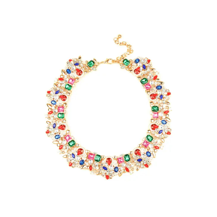 Polly Glass Collar Necklace- Ivy Red