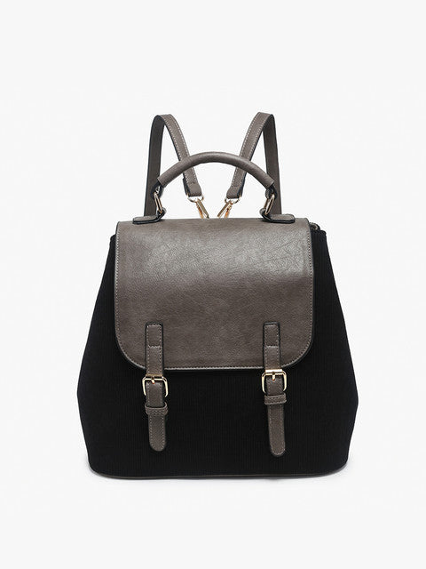 Isabel Corduroy Backpack- Black