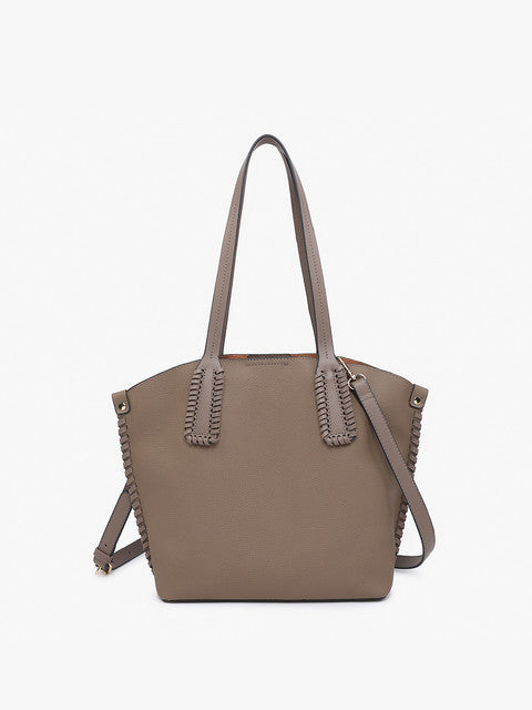 Vanna Whipstitch Tote- Gray Taupe