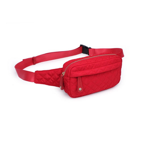 Annalise Quilted Fanny Pack Belt Bag- Red
