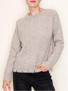 Shay Long Sleeve Crew Neck Sweater w/Distressed Hem- Mushroom