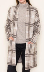 Iris Check Jacquard Sweater Cardigan- Mushroom