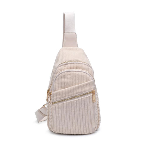 Lana Corduroy Sling Backpack- Cream