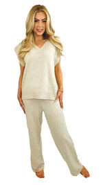 Aliyah Knit Sleeveless Pullover Sweater- Oatmeal