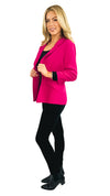 Kyle Shirred Sleeve Pocket Blazer- Berry Pink