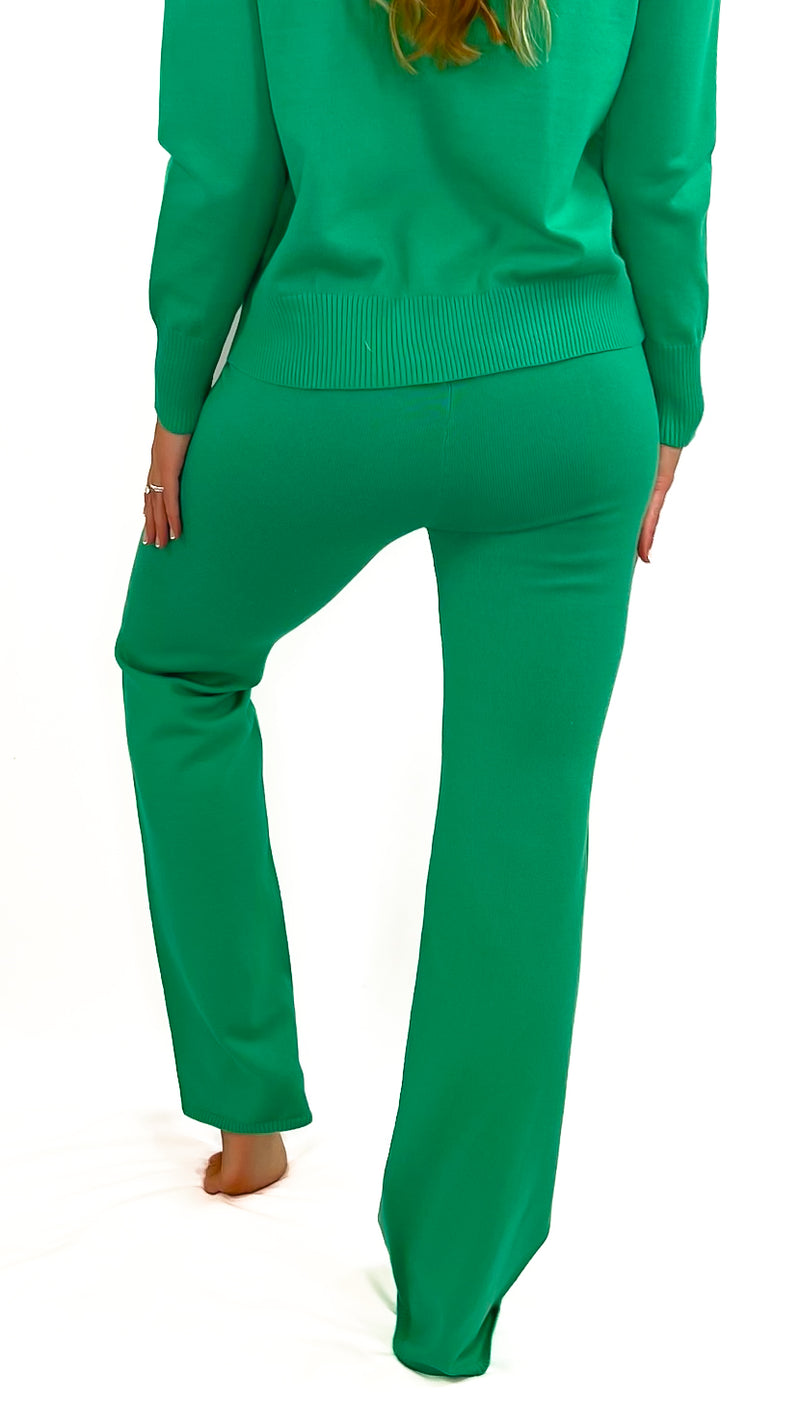 Liliana Knit Casual Pant- Green