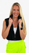 Maya Cropped Nylon Puffer Vest- Black
