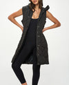 Margot Nylon Long Puffer Vest- Black