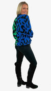 Tala Two-Toned Leopard Sweater- Green/Blue Multi