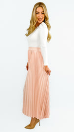 Tonya Pleated Maxi Skirt- Light Pink