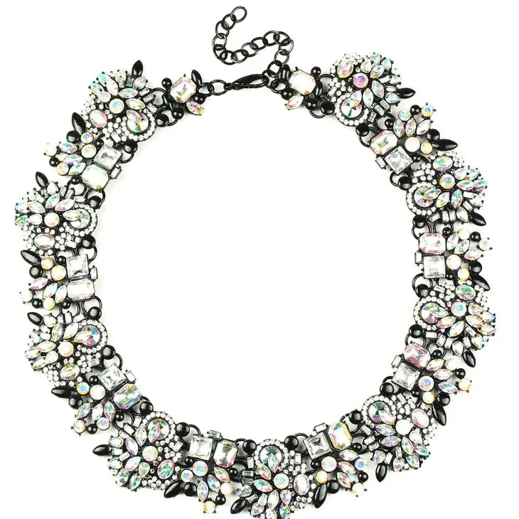 Polly Glass Collar Necklace- Iridescent/Black