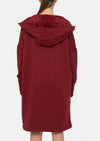 Elizabeth Longline Hoodie Cardigan with Fleece Lining- Red Velvet