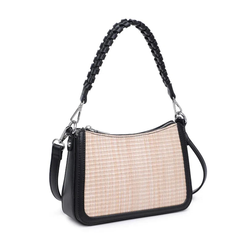 Lena Crossbody Handbag- Black/Natural