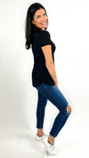 Addy V-Neck Pocket T-Shirt- Black