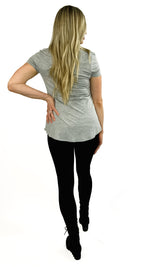 Addy V-Neck Pocket T-Shirt- Heather Gray