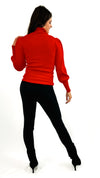 Aila Merino Ribbed Turtleneck Sweater- Red