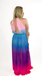 Corinne Pleated Maxi Dress- Ombre Pink/Blue