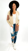 Emmie Boyfriend Cardigan- Taupe/Copper