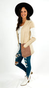 Emmie Boyfriend Cardigan- Taupe/Copper