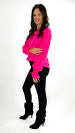 Erin Long-Sleeve Blouse- Fuschia