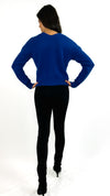 Kia V-Neck Button Detail Sweater Cardigan- Royal Blue