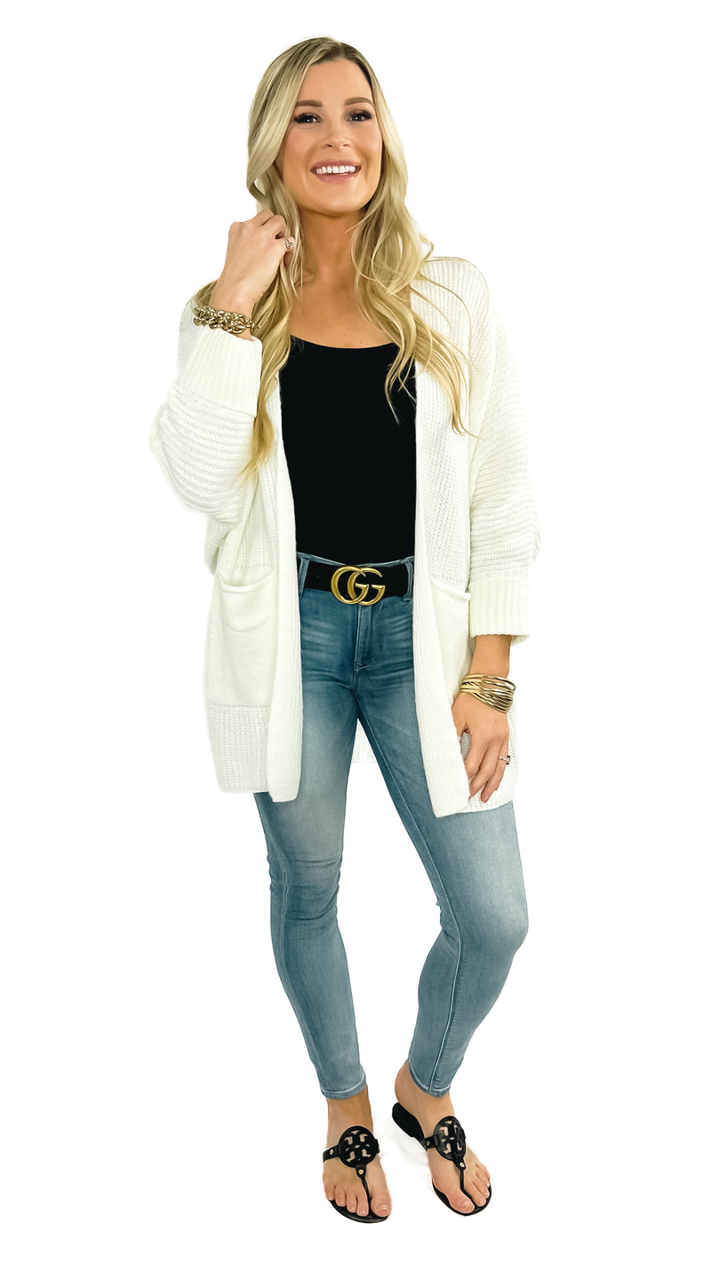Liesel Oversized Pocketed Cardigan- White