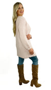 Lola Long Open Front Cardigan-Baby Pink