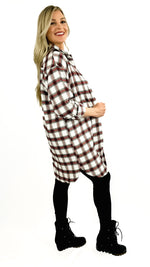Murphy Plaid Shacket with Faux Fur Liner- White Multi
