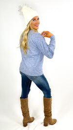 Sadie Crew Neck Pullover Sweater- Blue