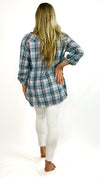 Shelly Plaid Flannel Shirt- Blue Multi