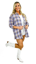 Shelly Plaid Flannel Shirt- Lavender Multi
