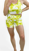 Whitney High Waisted Active Shorts- Citrus Floral Lime